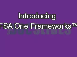 Introducing FSA One Frameworks™