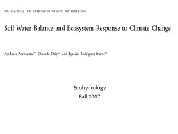 Ecohydrology Fall  2017 Core Questions