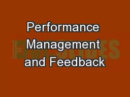 Performance Management and Feedback