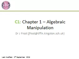 C1:  Chapter 1 – Algebraic Manipulation