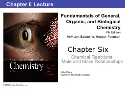 Chapter Six Chemical Reactions: