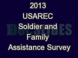 2013 USAREC Soldier and Family Assistance Survey