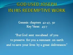 GOD  USED JOSEPH  IN  HIS REDEMPTIVE