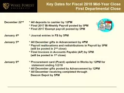 Key Dates for Fiscal 2018 Mid-Year Close