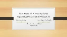 Top Areas of Noncompliance Regarding Policies and Procedures