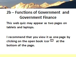 2b – Functions of Government  and Government Finance