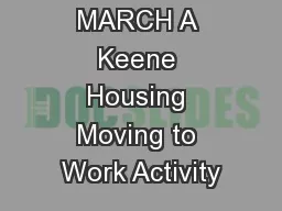 Project MARCH A Keene Housing Moving to Work Activity