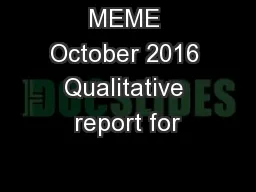 MEME October 2016 Qualitative report for
