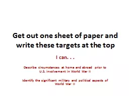 Get out one sheet of paper and write these targets at the top