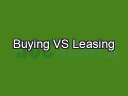 Buying VS Leasing