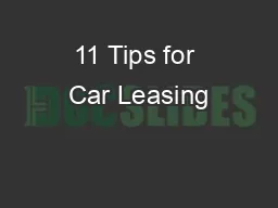 11 Tips for Car Leasing