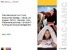 First Nations and Inuit Youth Employment Strategy – Skills Link program (NP-21), Mentored