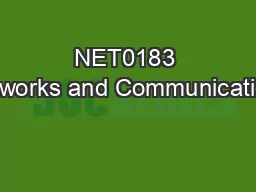 NET0183 Networks and Communications