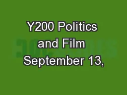 Y200 Politics and Film September 13,