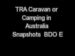 TRA Caravan or Camping in Australia Snapshots  BDO E