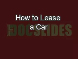 How to Lease a Car