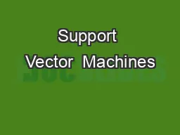 Support Vector  Machines
