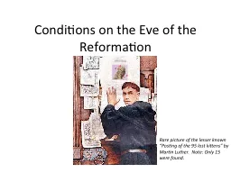 Conditions on the Eve of the Reformation