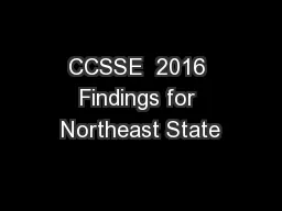 CCSSE  2016 Findings for Northeast State