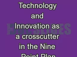 Science, Technology and Innovation as a crosscutter in the Nine Point Plan