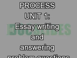 LEGAL PROCESS UNIT 1: Essay writing and answering problem questions