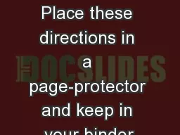 Caesar’s English I Place these directions in a page-protector and keep in your binder.
