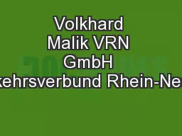 Volkhard Malik VRN GmbH Verkehrsverbund Rhein-Neckar