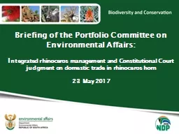 Briefing of the Portfolio Committee on Environmental Affairs: