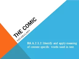 The Comic Vocabulary R6.A.2.1.2: