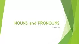 NOUNS and PRONOUNS  Chapter 13