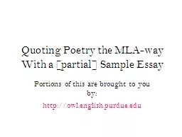 Quoting Poetry the  MLA-way