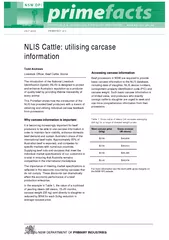 JULY  PRIMEFACT  NLIS Cattle utilising carcase informa