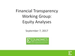 Financial Transparency  Working Group: