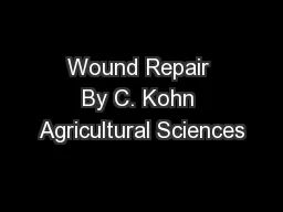 Wound Repair By C. Kohn Agricultural Sciences