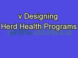 v Designing Herd Health Programs