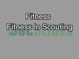 Fitness Fitness In Scouting