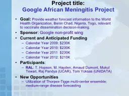 Project title: Google African Meningitis Project
