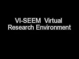 VI-SEEM  Virtual Research Environment