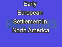 Early European Settlement in North America