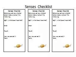 Senses Checklist Senses Checklist