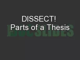 DISSECT! Parts of a Thesis