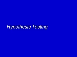 Hypothesis Testing ·	 Remember