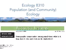 Ecology 8310 Population (and Community) Ecology