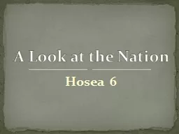 Hosea  6 A Look at the Nation