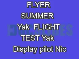 FLYER SUMMER  Yak  FLIGHT TEST Yak  Display pilot Nic