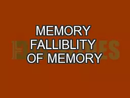 MEMORY FALLIBLITY OF MEMORY