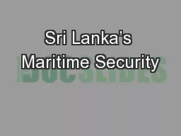 Sri Lanka’s Maritime Security