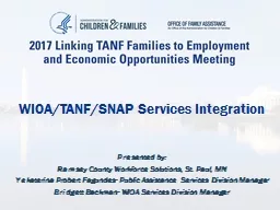 WIOA/TANF/SNAP Services Integration