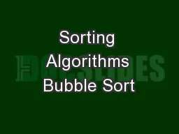Sorting Algorithms Bubble Sort