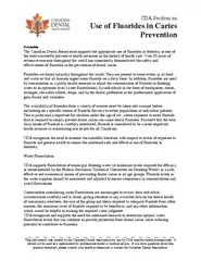 CDA Position on Use of Fluorides in Caries Prevention